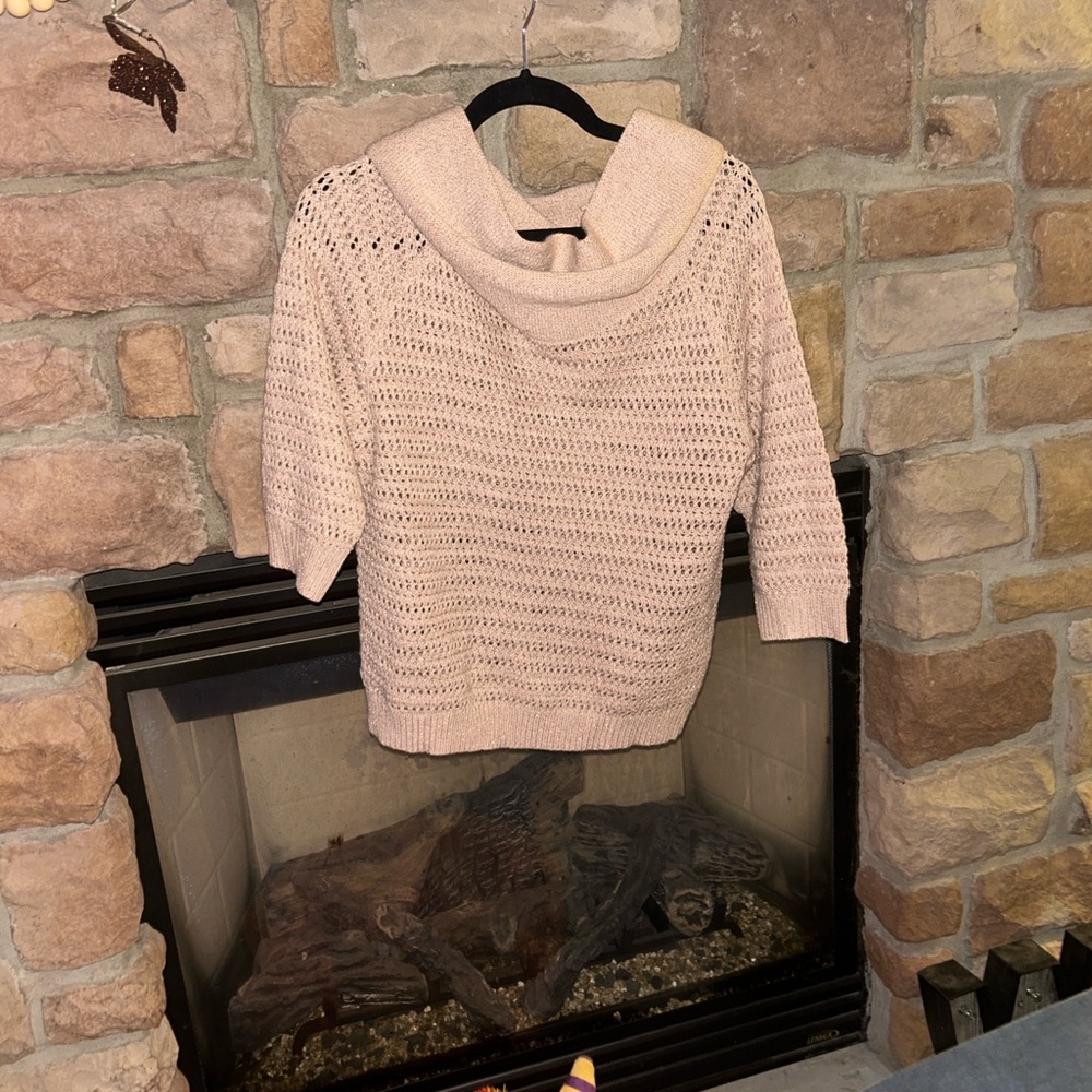 New York & Company Cream Cowl Neck Sweater